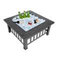 thumbnail image 1 of 32” Outdoor Metal Porch Fire Pit, High Quality Square Bonfire Fireplace, Poatable Wood Burning Table with Mesh Spark Screen Top and Poker for Patio, Backyard and Farmhouse, Black, 1 of 5