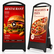 32" Outdoor Portable Digital Signage, 2000nits Brightness, Rechargeable 1200WH Battery and Wheels, LCD Digital Kiosk with IP65 Waterproof, Android OS