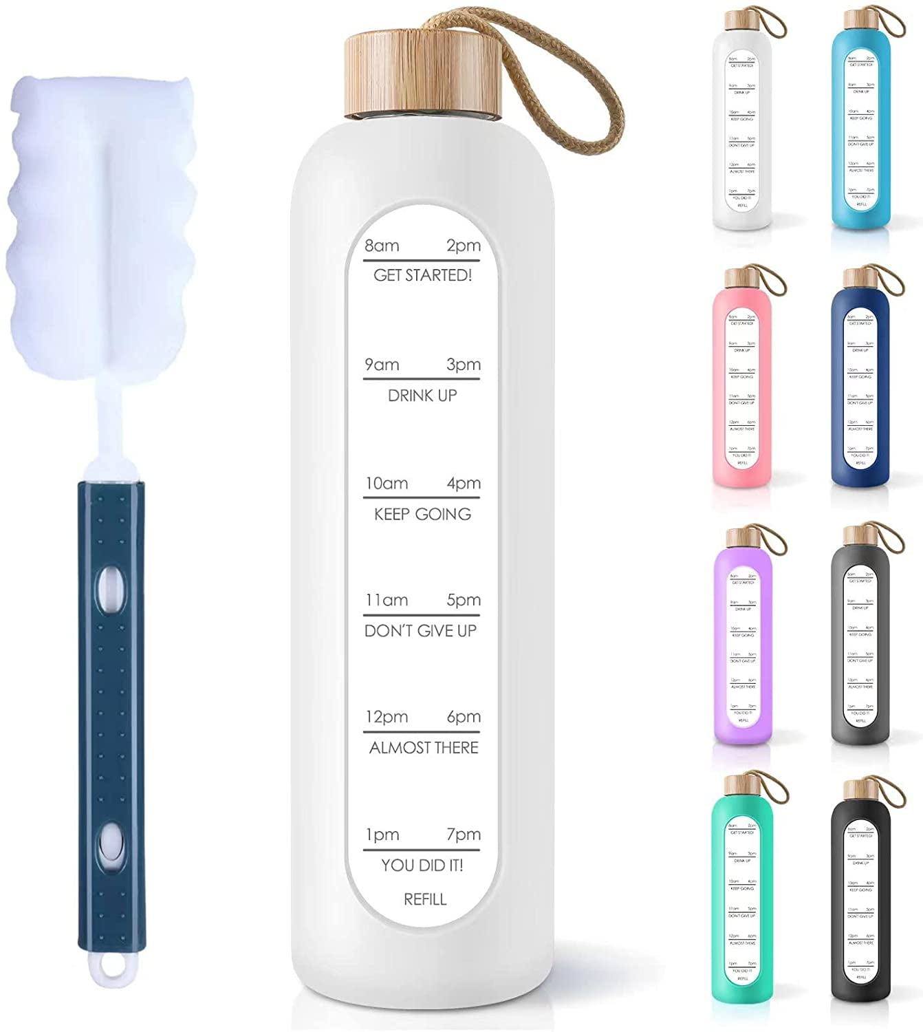 32 Oz Borosilicate Glass Water Bottle With Time Marker Reminder Quotes 32-oz-borosilicate-glass-water-bottle-with-time-marker-reminder-quotes