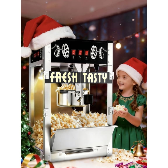 32 Oz Commercial Popcorn Machine, Large Popcorn Maker Machine, Movie Theater Countertop Pop Corn Machine with 3-Switch Control & Tempered Glass Doors, 1600 W, Black