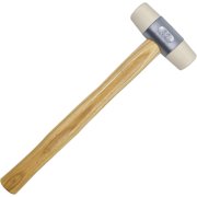 32 Oz Double-Sided TPU Nylon Rubber Mallet with Wooden Handle, White Industrial Safety Hammer