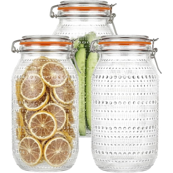 32 Oz Glass Mason Jars with Airtight Lids 6 Pack, Wide Mouth Canning Jars with Clip Top Lids for Kitchen Storage Pickling Salad Jams Coffee Beans