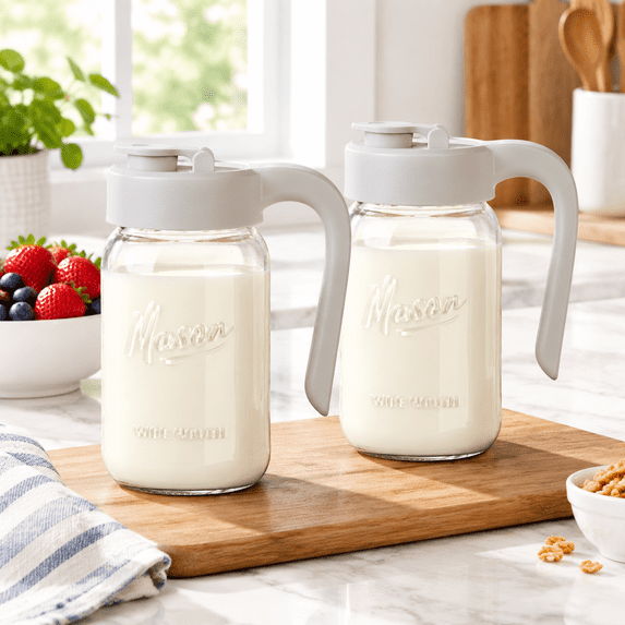 32 Oz Glpitcher With Lid 1 Quart Mason Jar Airtight Breast Milk Storfor ...