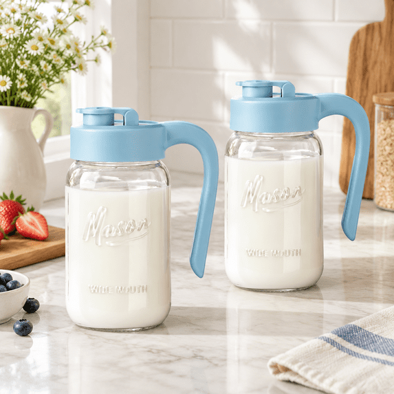 32 Oz Glpitcher With Lid 1 Quart Mason Jar Airtight Breast Milk Storfor ...