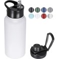 32 Oz Insulated Water Bottle with Straw Lid & Wide Mouth Lids Stainless Steel Sports Water