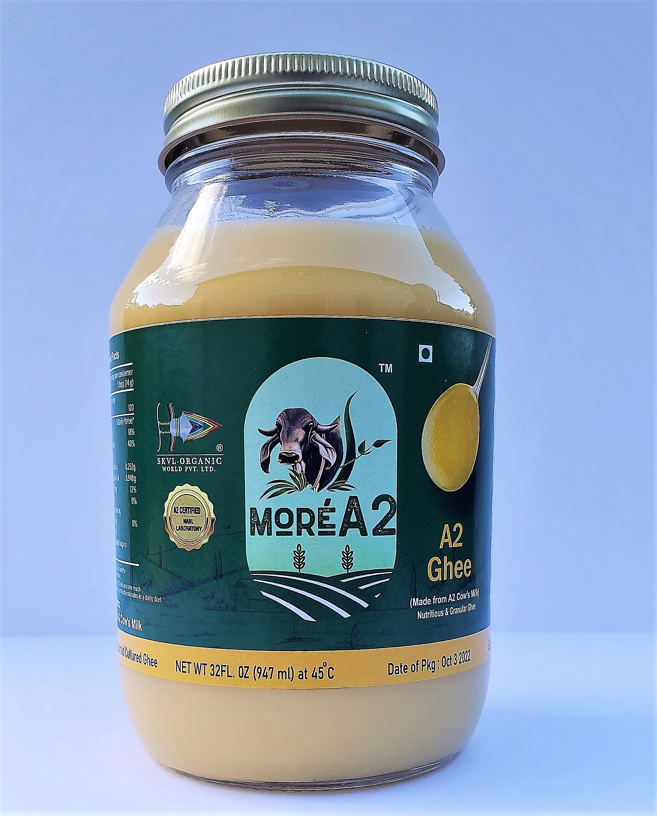 32 Oz MoreA2 Ghee ((Natural Grass Fed A2 Cow, Ancient Cultured Ghee