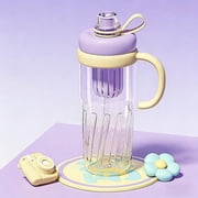 32 Oz Straw Water Bottle with Handle,Summer Large Capacity Plastic Cup with Filter Screen,High Temperature Resistant Aesthetic Water Cup with Straw,10x2.97 Inch,Purple
