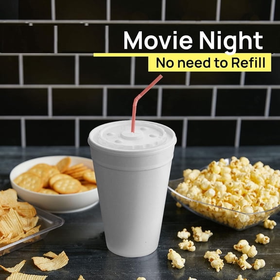 32 Oz Styrofoam Cups with Lids (50 Pack) Large Foam Cups for Hot and Cold Drinks, Insulated White Styrofoam Coffee Cups, Soda, Juice, Tea - Made in USA