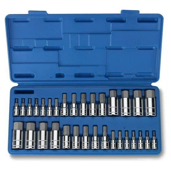 32 PC MASTER ALLEN WRENCH BIT KIT HEX KEY FOR RATCHET SOCKET TOOL SAE METRIC SET