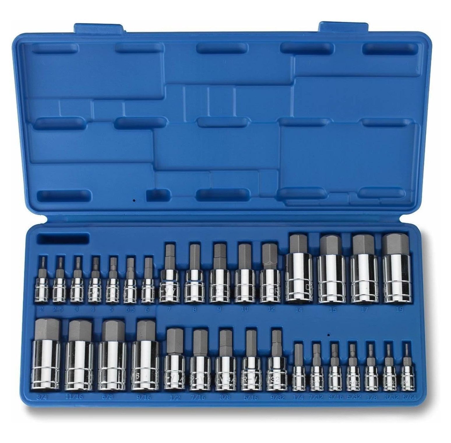 32 PC MASTER ALLEN WRENCH BIT KIT HEX KEY FOR RATCHET SOCKET TOOL SAE METRIC SET