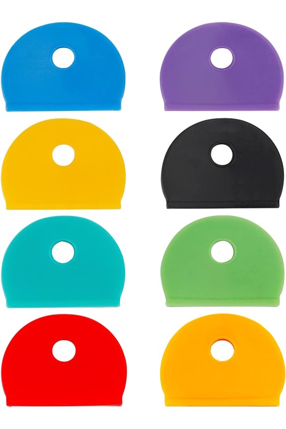 32 PCS 1 Inch Key Cap Covers Key Identifiers Markers Protectors for Standard Regular Thin Flat House Keys (Not Suitable for Odd-Shaped Keys), 8 Assorted Colors
