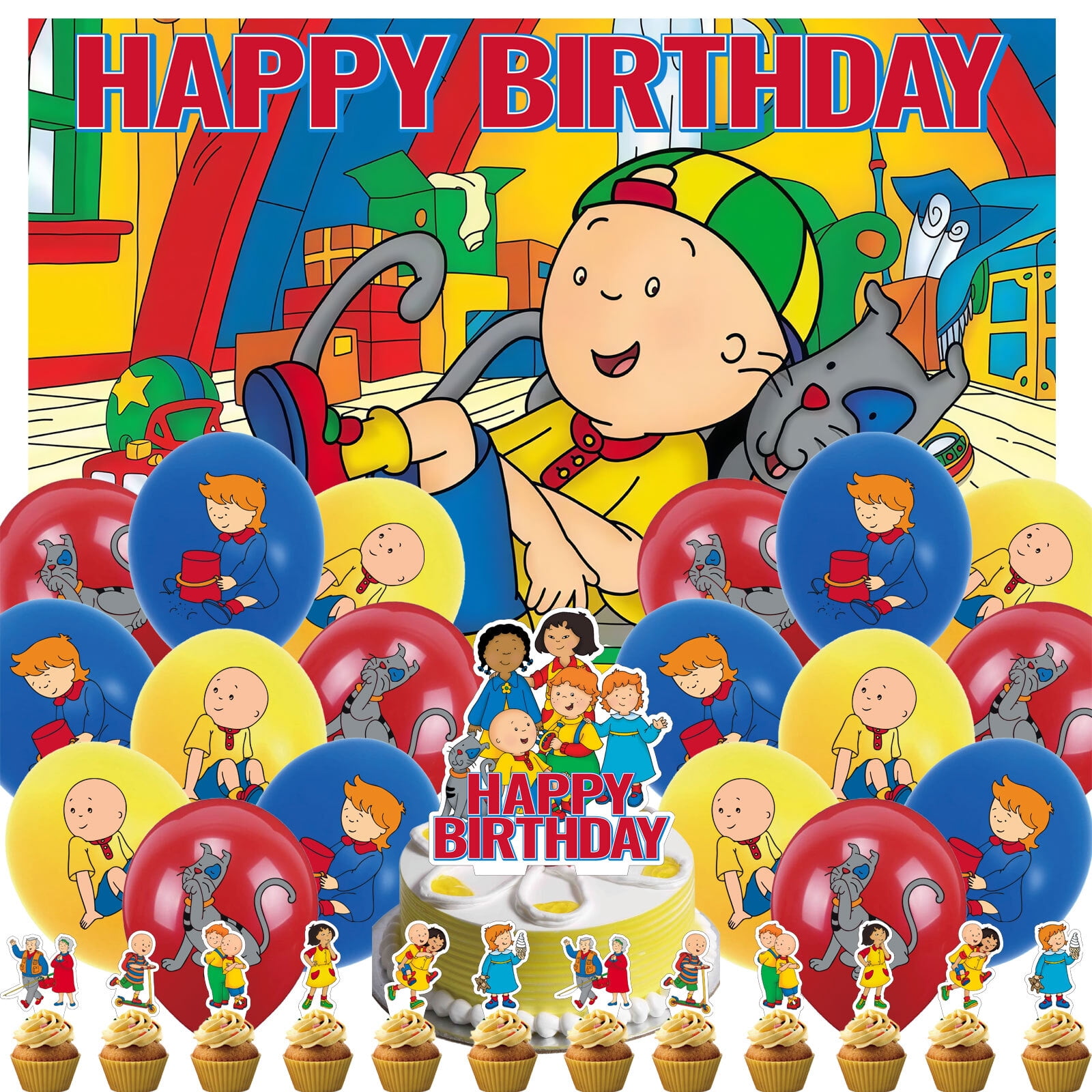32 PCS For Caillou TV Series Theme Birthday Party Decorations,With 12 ...