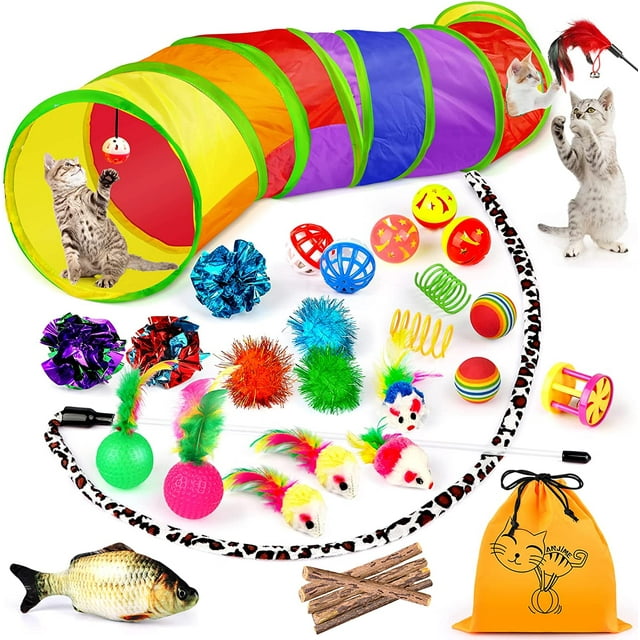 32 PCS Multipack Cat Toys, Catnip, Feather Teasers, Bell & Mouse Toys