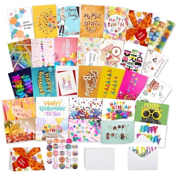 32 PCS Happy Birthday Cards Bulk with Envelopes, 4x6 Assorted Birthday Cards