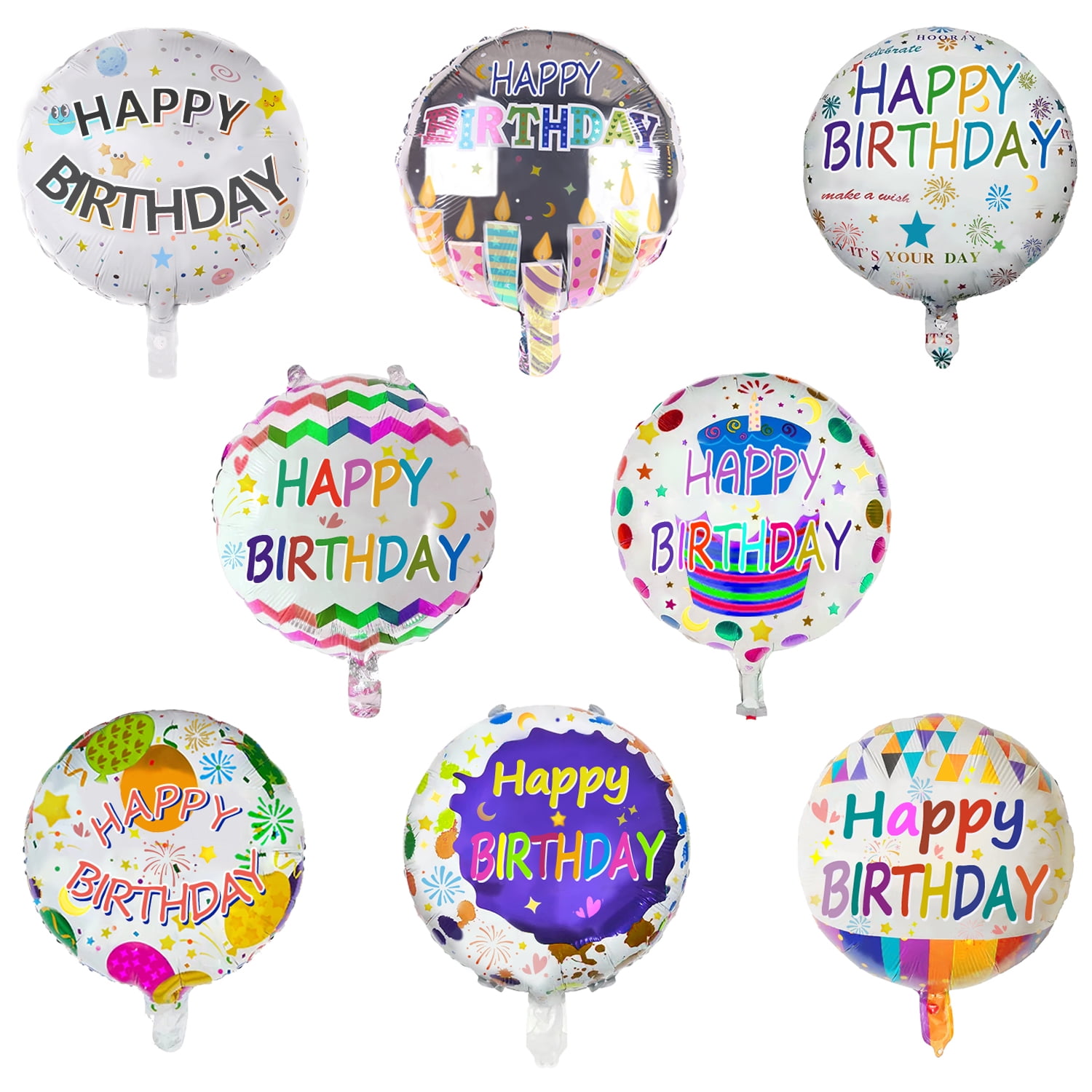 18 Inch Happy Birthday Foil Balloon - Multicolored Sprinkle Design, Round Party Decoration