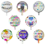 32 PCS Happy Birthday Party Aluminum Foil Balloons - 18" Inch Round Helium Floating Mylar Balloon for Birthday Parties Decorations Supplies, 8 Patterns