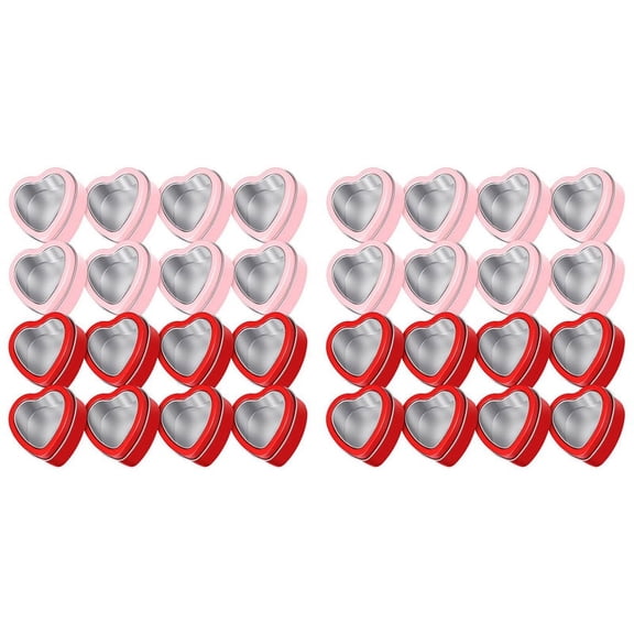 32 PCS Heart Shape Metal Tins with Lid Metal Tin Cans Empty Candle Tins Red and Valentine'S Day Gift Boxes