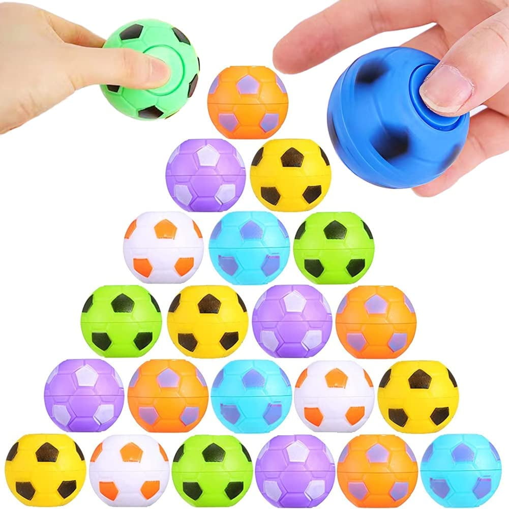 32 PCS Mini Fidget Spinners Soccer Ball Toys for Kids Soccer Party Favors Goodie Bag Stuffers Rotatable Soccer Finger Stress Balls for Classroom Prizes Walmart Business Supplies