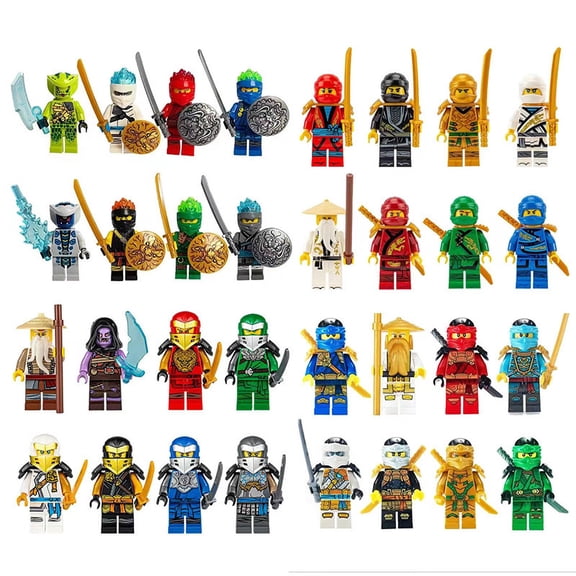 32 PCS Ninja Minifigure Building Block Set, Assorted Ninja Character Figures with Accessories, Building Toys for Display and Creative Play