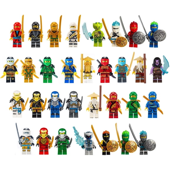 32 PCS Ninja Minifigures Interlocking Block Building Set, Creative Puzzle Toys for Children Christmas Gift Birthday Present