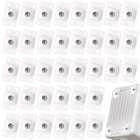 32 PCS Self Adhesive Caster Wheels,Mini Swivel Wheels Stainless Steel Paste Universal Wheel,360 Degree Rotation Sticky Pulley,Small Adhesive Wheels for Furniture Storage Box Trash Can (White)