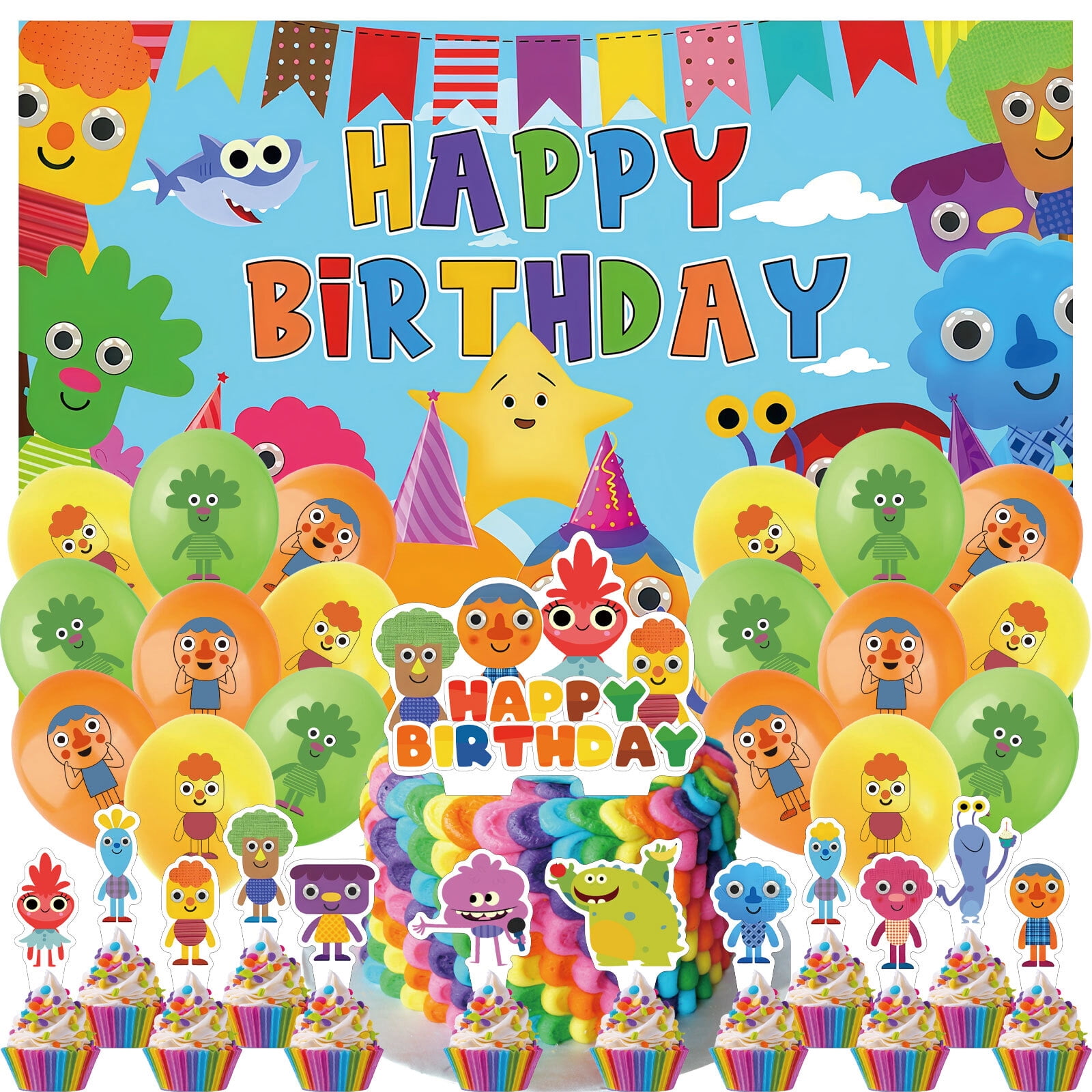 32 PCS For Super Simple Songs Theme Birthday Party Decorations,With 1