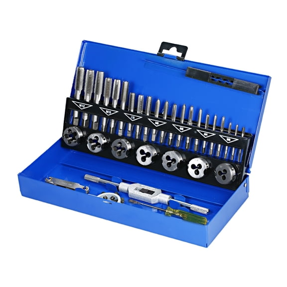 32 PCS Tap And Die Set Metric Wrench Cut M3-M12 Hand Threading Tool Tungsten Carbide Tap Die Screw Thread Making Tool Bit Set ,Easy to Use