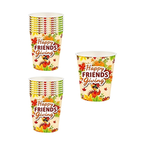 32 PCS Thanksgiving Paper Cups Disposable Turkey Drinking Cups for Fall Friendsgiving Table Decor Thanksgiving Party Decorations Hot Cold Drinks Coffee Party Supplies