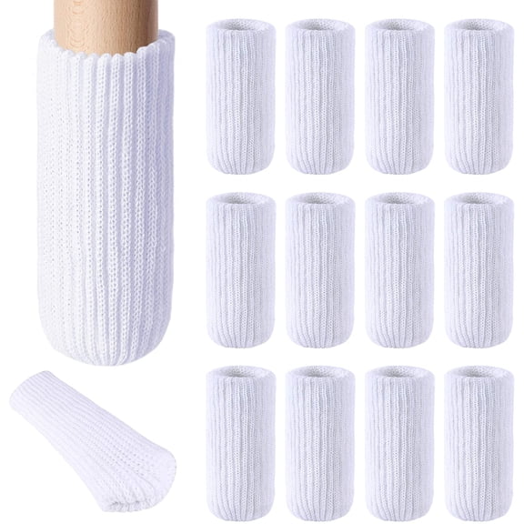 32 PCs Furniture Leg Socks - High Elastic Knitted Chair Leg Floor Protectors, Thickening White Chair Leg Covers Set, Move Easily and Reduce Noise