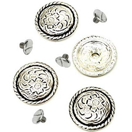32 Pack 1-1/4" Silver Plated Horse Saddle Headstall Concho W/ Screw Back