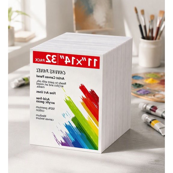 32 Pack 11x14 Inch Canvas Boards for Painting, Pre-Primed Blank Art Canvas Panels for , Oil, Watercolor, Gouache, MDF Core, Art Supplies for and Adults