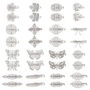 TIKUAJGIFT 32 Pack/16 Pairs Small Metal Silver Retro Vintage Leaf Flower Butterfly Alligator Hair Clips Duckbill Mini Barrettes Decorative Tiny Hair Pins Accessories for Women Girls Fine Thin Short Hair
