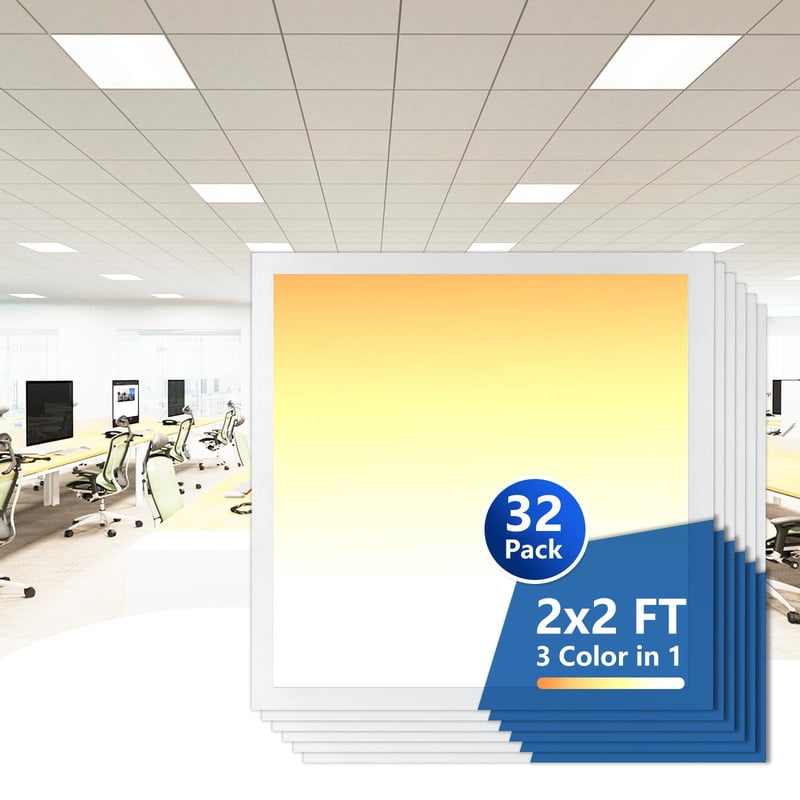 32 Pack 2x2 LED Flat Panel Light, Drop Ceiling Light 3000K 4000K 5000K 3 Color Temperature Selectable & 0-10V Dimmable, 20W/30W/40W Options, 100-277Vac, ETL