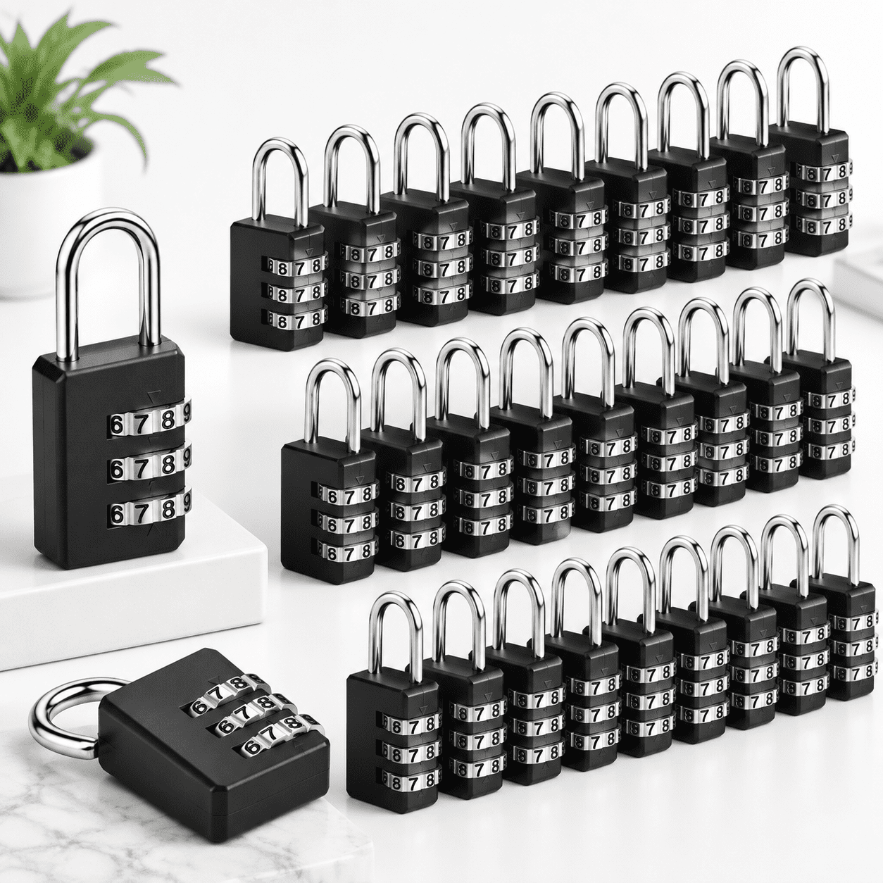 Combination Storage Lock 32 Pack 3 Digit Combination Padlocks, Waterproof Galvanized Alloy Locks ...