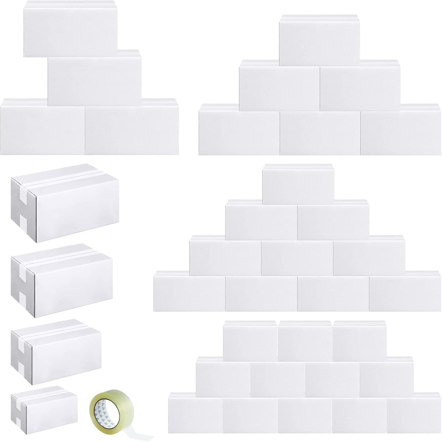 32 Pack 4-Size Corrugated Cardboard Shipping Boxes Mailers with ...