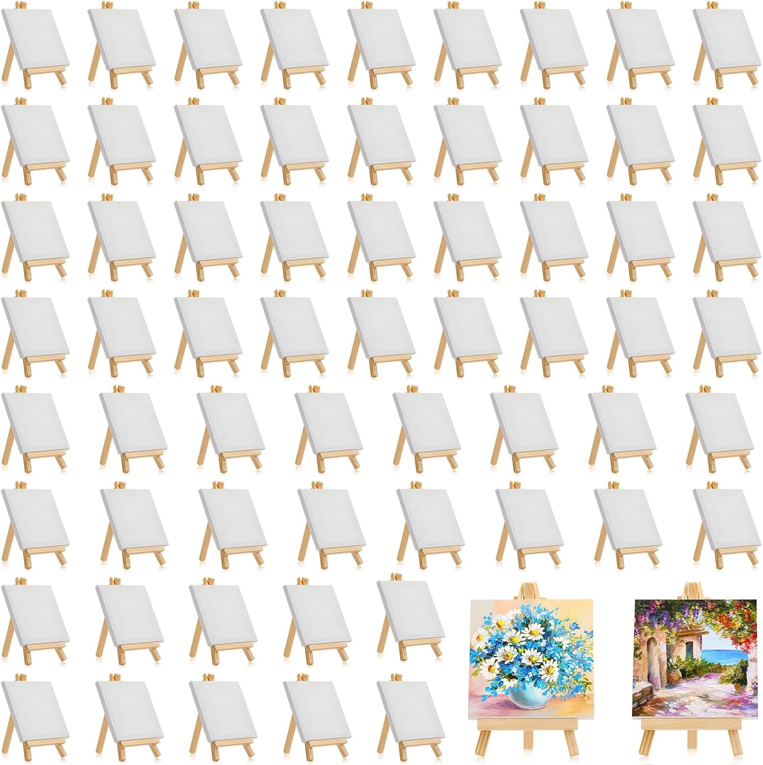 32 Pack 6 x 6 Inch Mini Stretched Canvas Panels with Wood Display ...