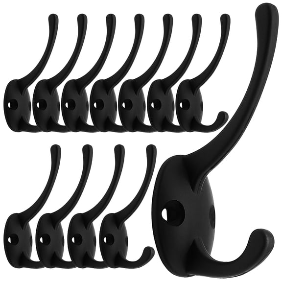 32 Pack Black Coat Hooks Wall Mounted with 64 Screws Retro Double Hooks Utility Black Hooks for Coat, Scarf, Bag, Towel, Key, Cap, Cup, Hat