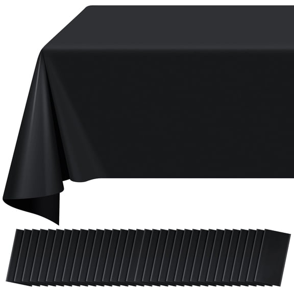 32 Pack Black Plastic Tablecloth For Rectangle Tables Decorative Disposable Table Cloths Parties Bulk Party Cover Birthday Wedding Anniversary 54 X 108 Inch
