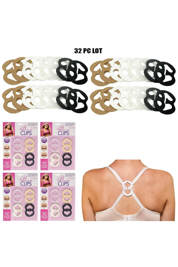 32 Pack Bra Strap Clips Back Anti-Slip Straps Holder Buckles Cleavage Control