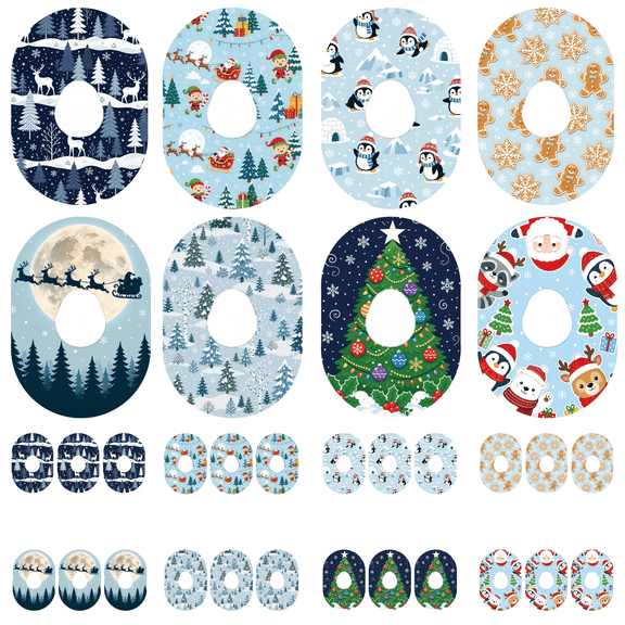 32 Pack Christmas CGM Adhesive Patches Compatible with Dexcom G7, Waterproof Sweatproof Sensor Covers, Breathable Non-Woven Pre-Cut Tape Stickers, Flexible Durable Design for Daily Wear