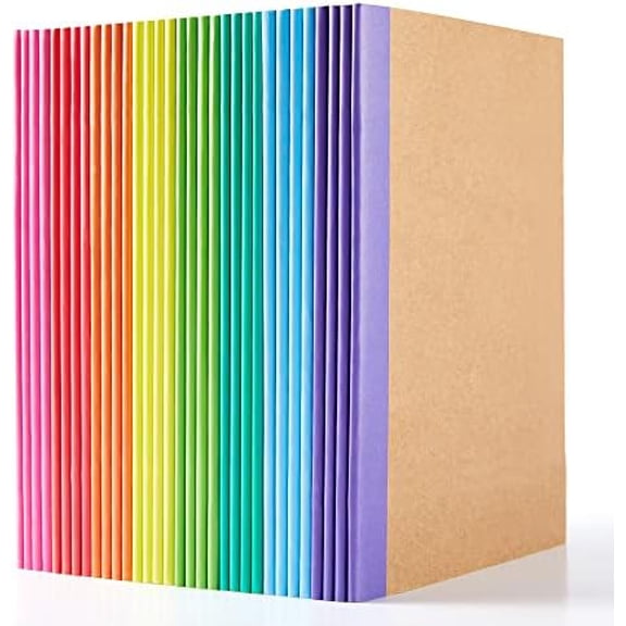 32 Pack Composition Notebooks Bulk, Kraft Cover Lined Blank College Ruled Composition Travel Journals with Rainbow Spines For Women Students Business, 60 Pages, 8.3x 5.5, A5, 8 Colors$$Office