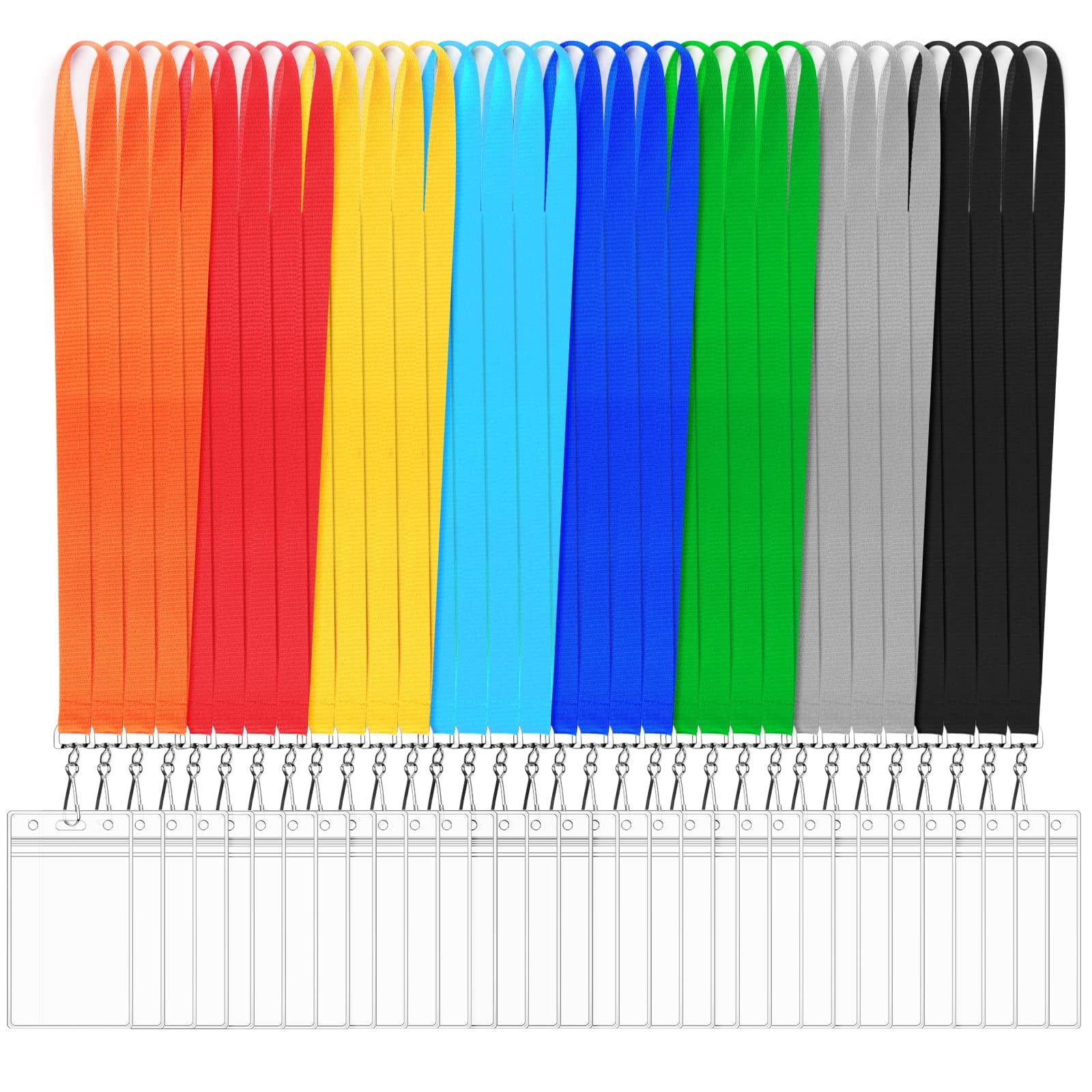 32 Pack Cruise Lanyard With Waterproof Id Card Holder  Colorful Solid Color Durable Badge For And Carnival Sail (assorted Rainbow 8 Colors)
