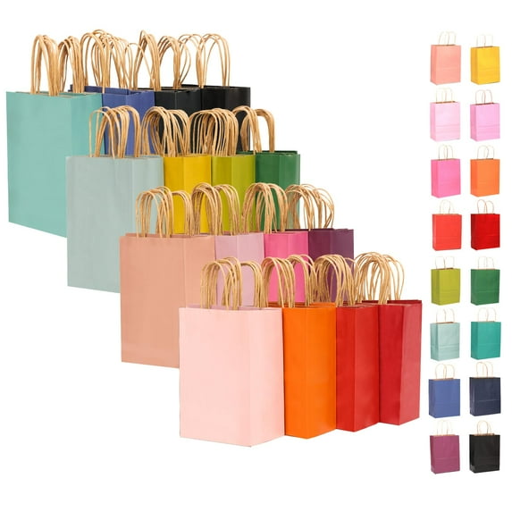 32-Pack Large Gift Bags with Handles - Bulk Assorted Colors, 16 Different Colors Versatile for Various Uses - 13"×10"×5"