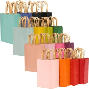 32-Pack Medium Gift Bags with Handles - Bulk Assorted Colors, 16 Different Colors Versatile for Various Uses - 7.6"×4.75"×10.5"