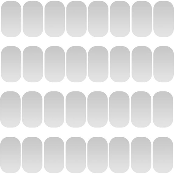 32 Pack Mini Metal Plates for Magnetic Mount, Wall, Phone Holder, Case, Magnet, Crafts, DIY. Kit of 32 Silver Small 0.4" x 0.8" Iron Discs with 3M Adhesive Backing. Steel Replacement Sticker Set
