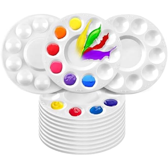 32 Pack Paint Tray Palettes, Plastic Paint Pallets, Painting Tray Palette, Round Paint Holder Tray, DIY Craft, Art Painting, Classes, Play Party, Kindergarten or School