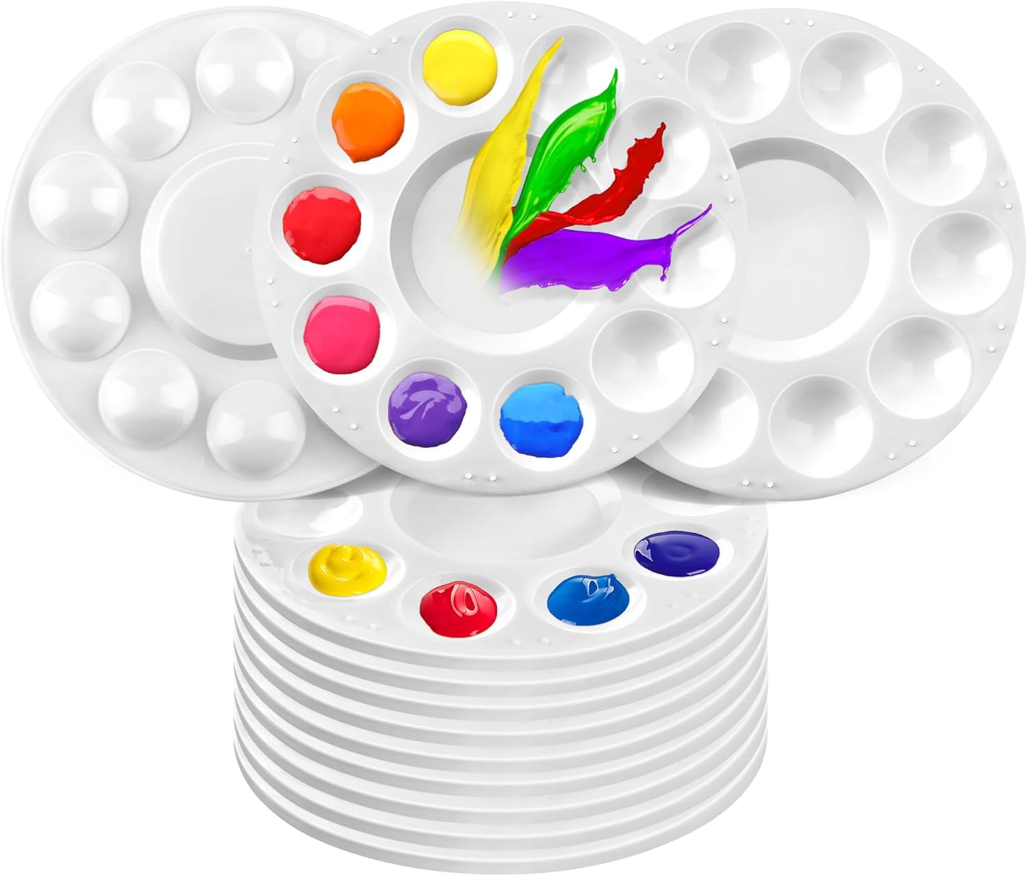 32 Pack Paint Tray Palettes, Plastic Paint Pallets, Painting Tray Palette, Round Paint Holder Tray, DIY Craft, Art Painting, Classes, Play Party, Kindergarten or School