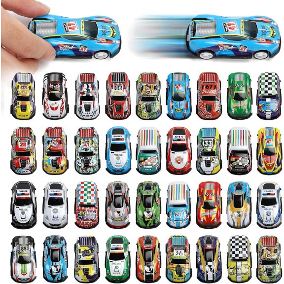 32 Pack Pull Back Toy Cars, Mini Die-Cast Race Cars Vehicles Bulk, Christmas Birthday Party Favors, Teacher Treasure Prize Box Toys for Boys Girls Toddlers 3,4,5,6,7 Years Old