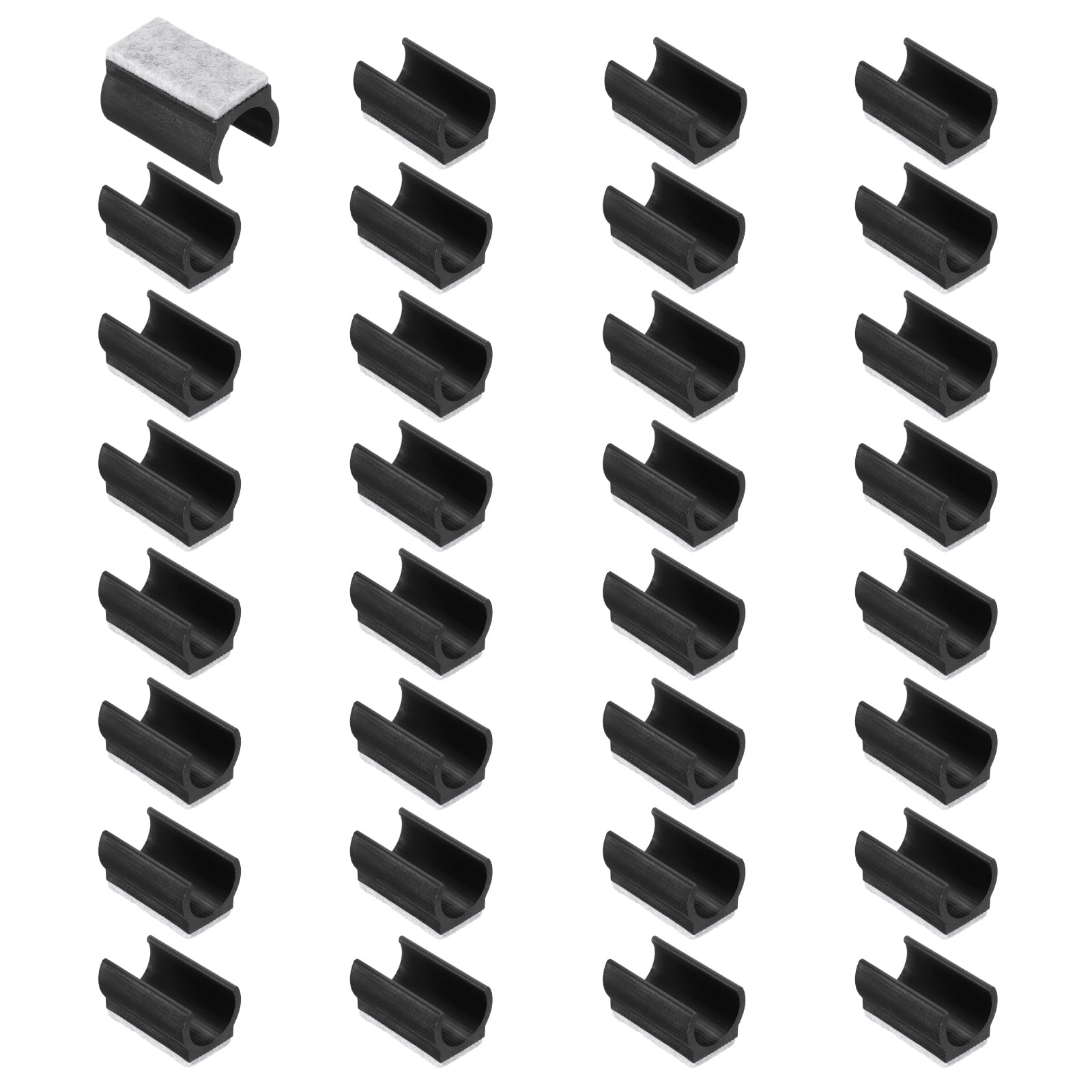 32 Pack Rectangle U Shaped Chair Leg Caps with Felt Pads, Fit 19mm Dia Tubular Legs, Slide Smoothly Furniture Feet Protectors No Scratches No Noise for Hardwood Floors, Black