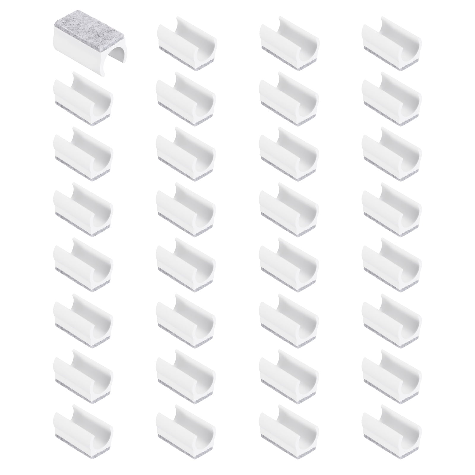 32 Pack Rectangle U Shaped Chair Leg Caps with Felt Pads, Fit 19mm Dia Tubular Legs, Slide Smoothly Furniture Feet Protectors No Scratches No Noise for Hardwood Floors, White